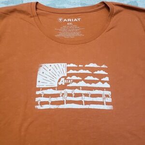 Ariat Top Womens 2XL Orange Short Sleeve Western Rodeo Ranch
